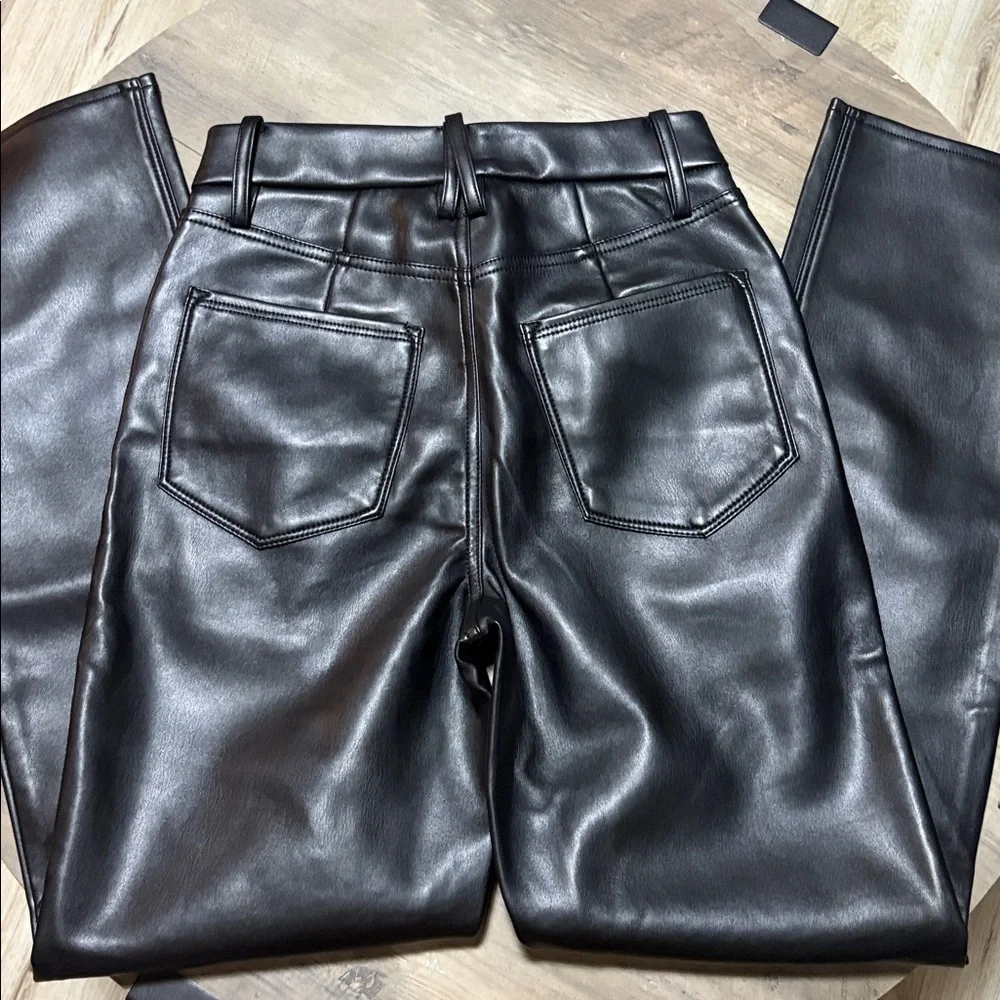 Woman’s good American Black Leather Jeans